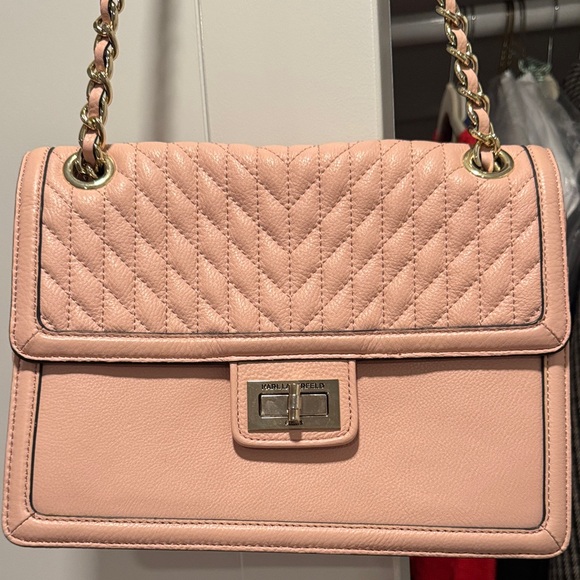 Karl Lagerfeld Handbags - Karl Lagerfeld Blush Quilted Shoulder Bag